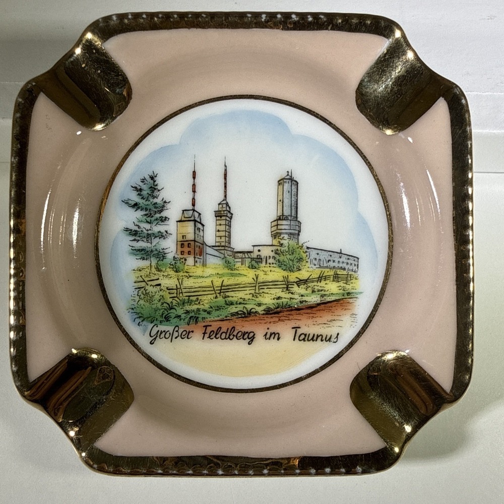 Vintage RW Bavaria Hand Painted Porcelain Grober Feldberg Ashtray Trinket Dish